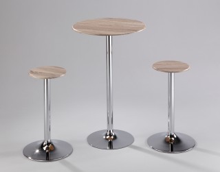 3 Piece Round Oak Embossment Bar Table Set